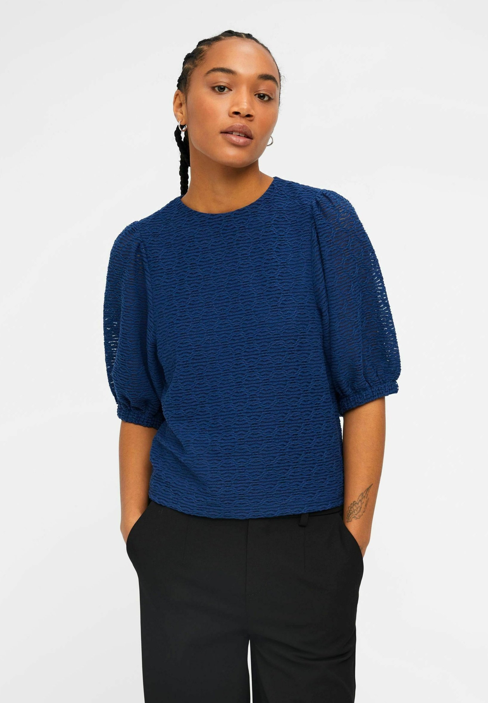 Blaue bluse mit puffärmeln Outlet